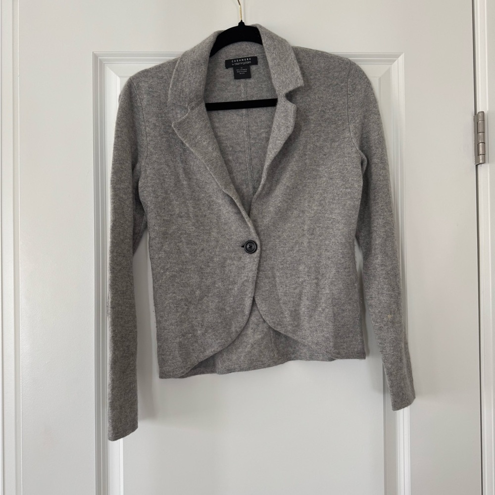 Bloomingdale's Light Gray cashmere Knit Blazer Jacket